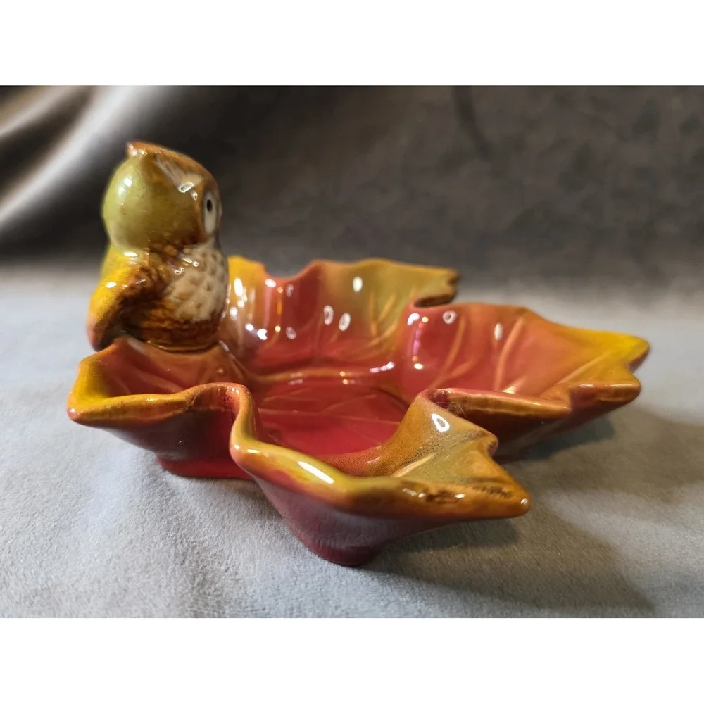Owl Candle Holder‎ Bird Sitting On Leaf Fall Decor